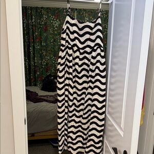 Hanna Andersson Black and White Striped Midi Dress